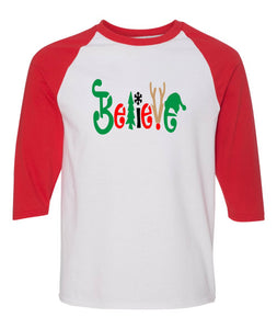 Believe  PYV Xmas baseball T-shirt